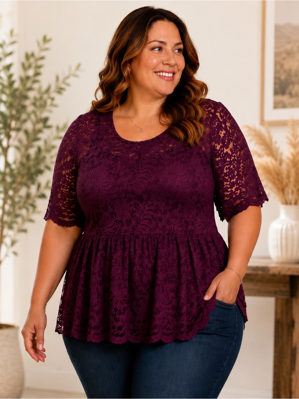 Torrid Size 3 22/24  | Lace Peplum Top